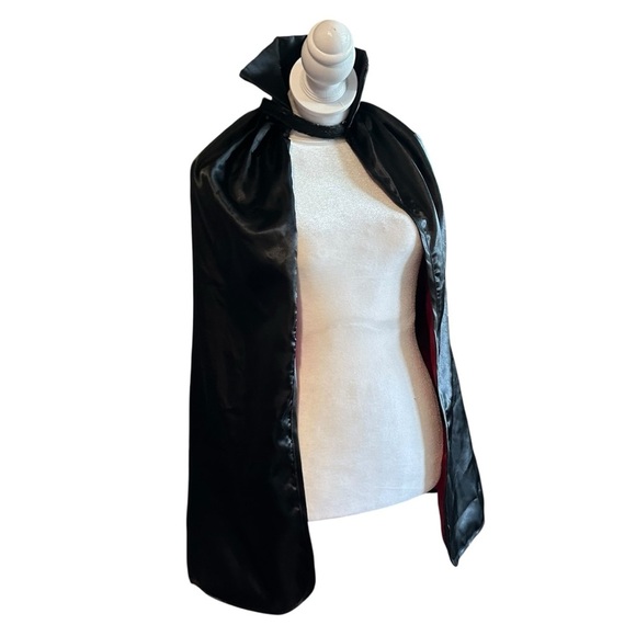 Black Satin Cape with Red Lining - Picture 1 of 5